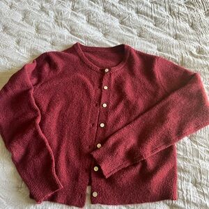 Women's Red Button-Up Sweater